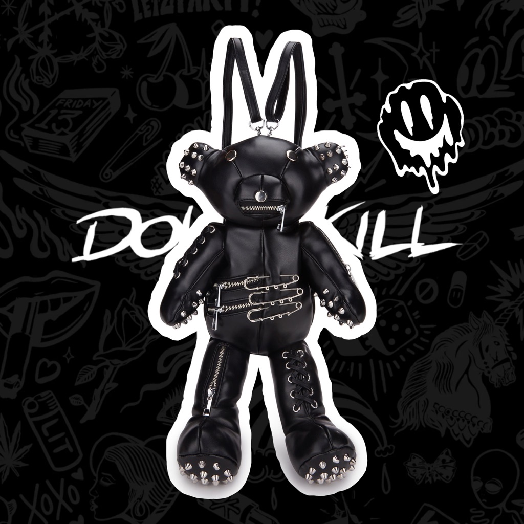Dolls Kill Black Punk Bear Backpack